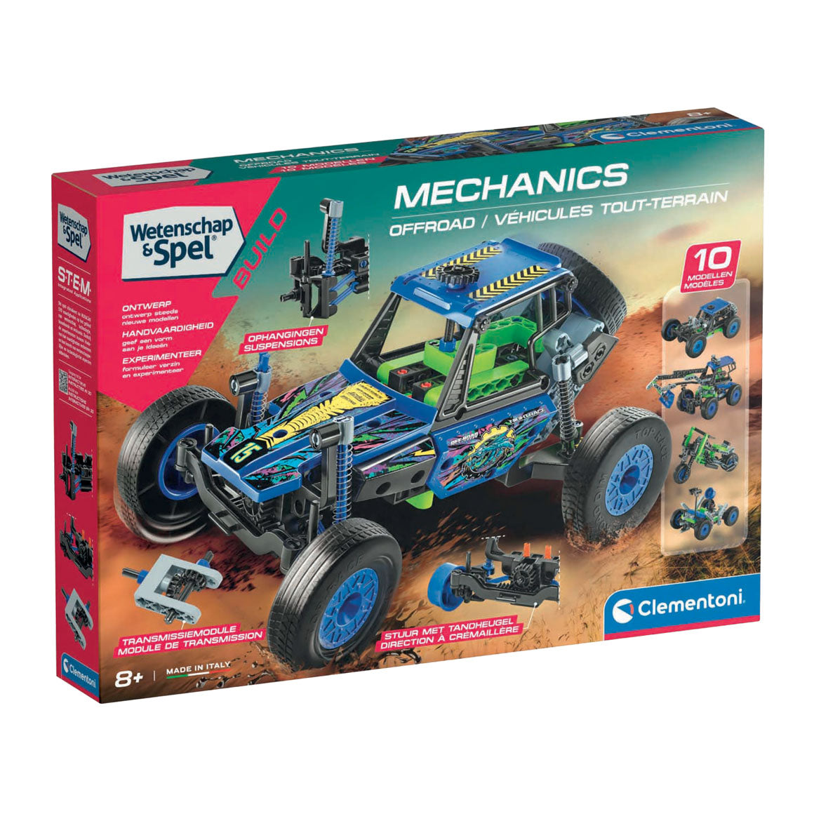 Clementoni Science and Play – Mechanik Offroad-Konstruktionsset, 10 Modelle