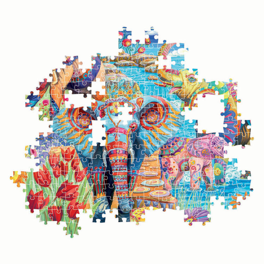 Clementoni Puzzle-Kunstwerk Elefanten Karneval, 500 Teile.