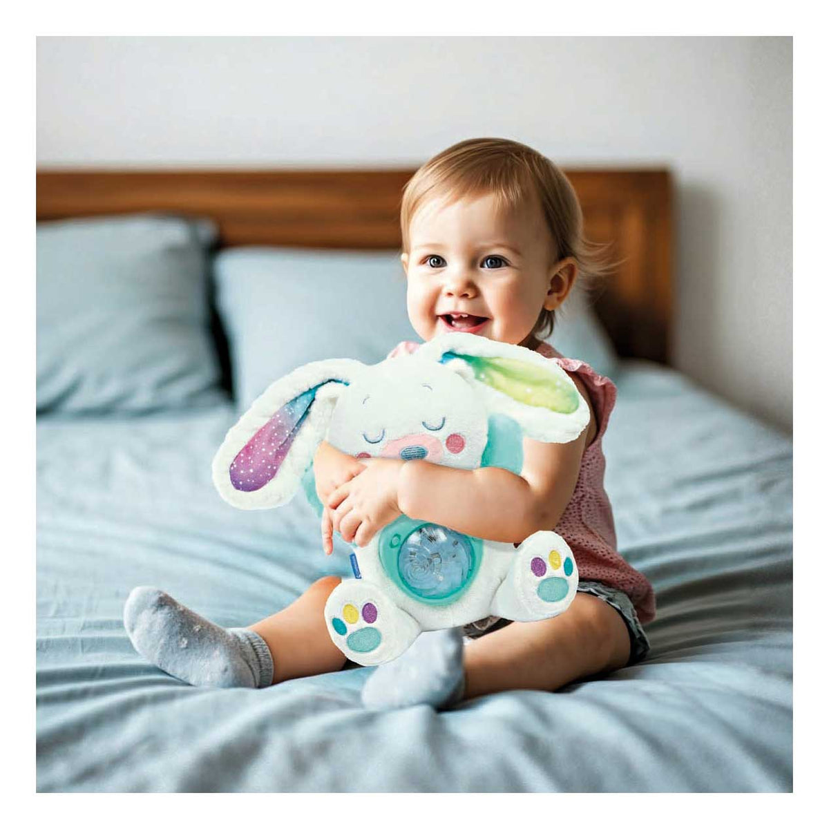 Clementoni knuffel met noorderlicht projector - slaapknuffel baby white noise - nachtlampje, slaaphulp en slaaptrainer - kraamcadeau jongen en meisje