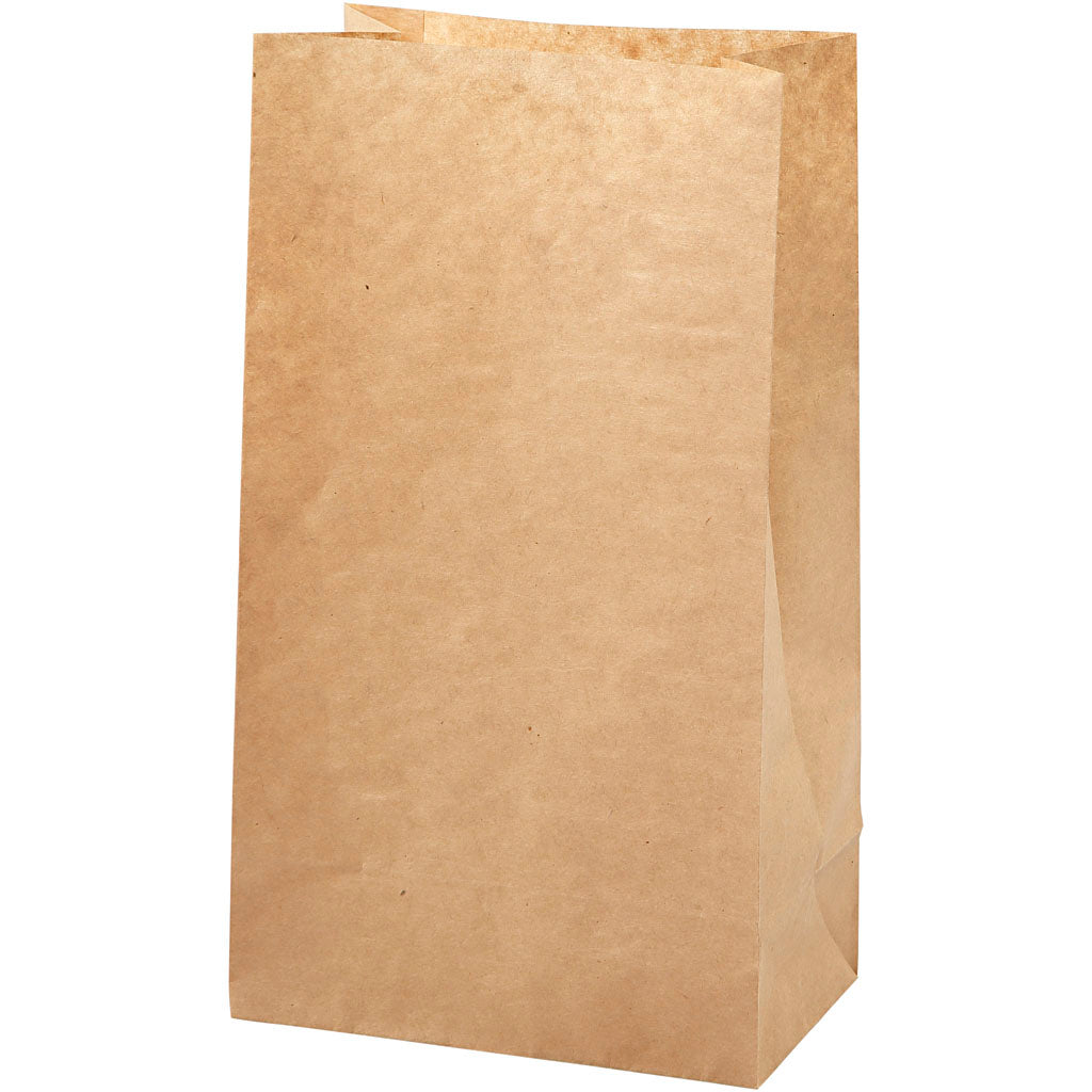 Papieren zakken, h: 27 cm, afm 9x15 cm, 50 gr, bruin, 100 stuk 1 doos