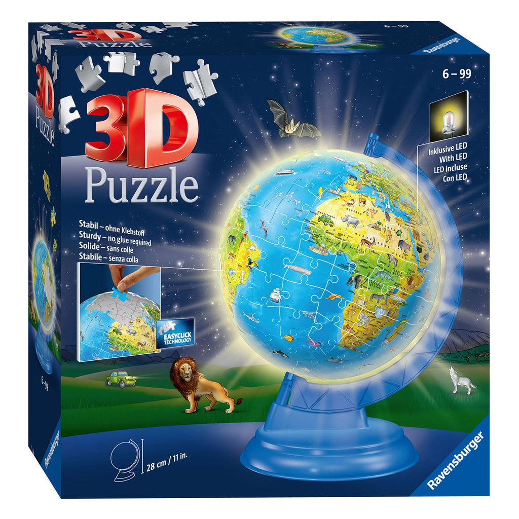 Ravensburger XXL Kinder Globus Nacht Edition Englisch 3D-Puzzle, 180 St.
