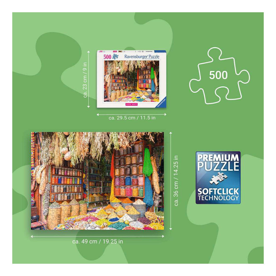 Ravensburger – kleurrijke specerijen, marokko – legpuzzel – 500 stukjes