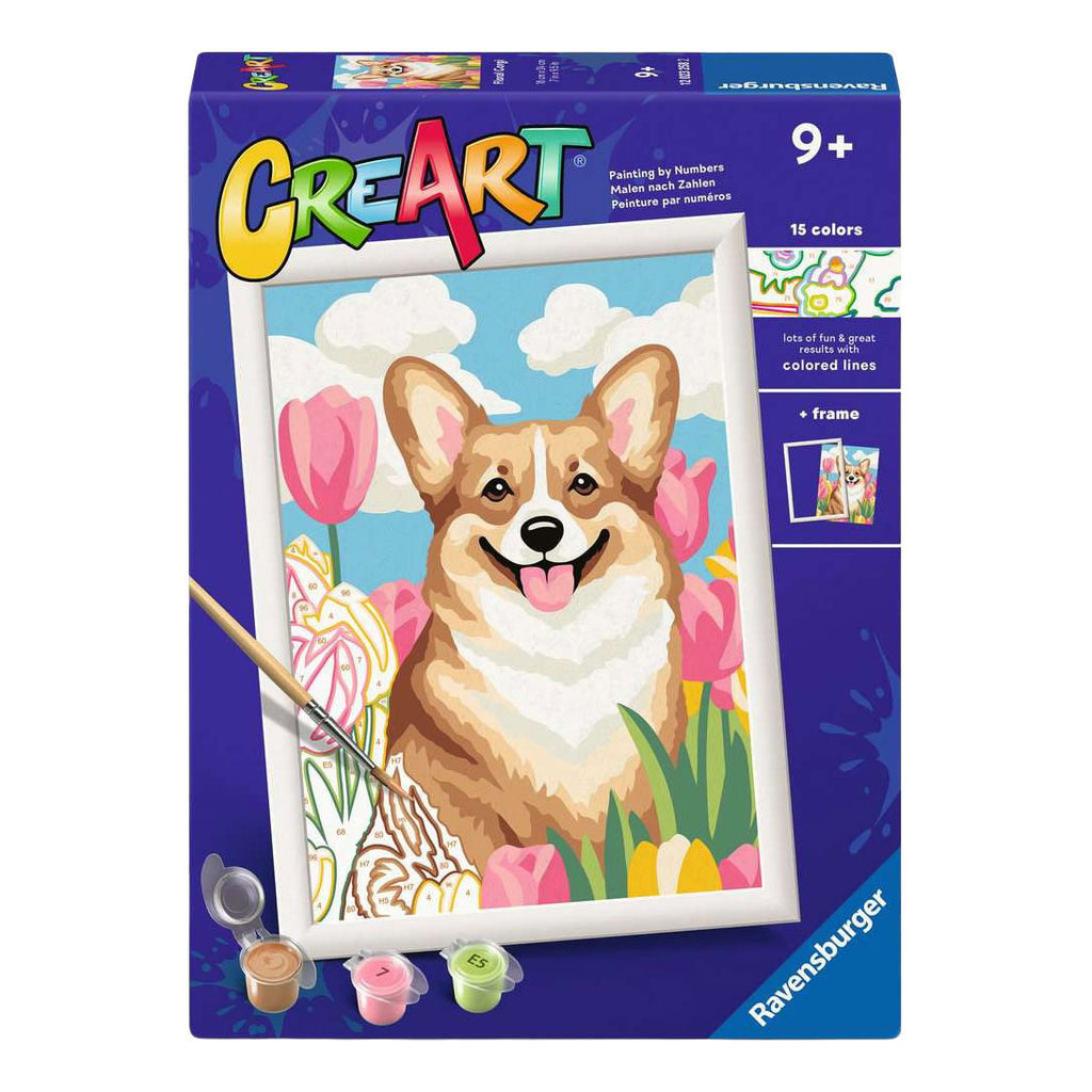 Ravensburger – creart: floral corgi – schilderen op nummer