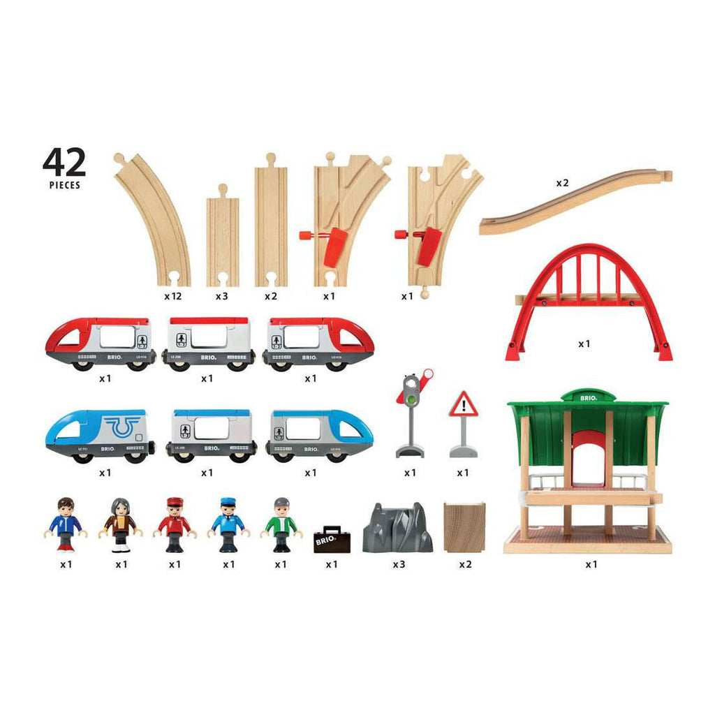 Brio treinset met perron en twee treinen - 42dlg.