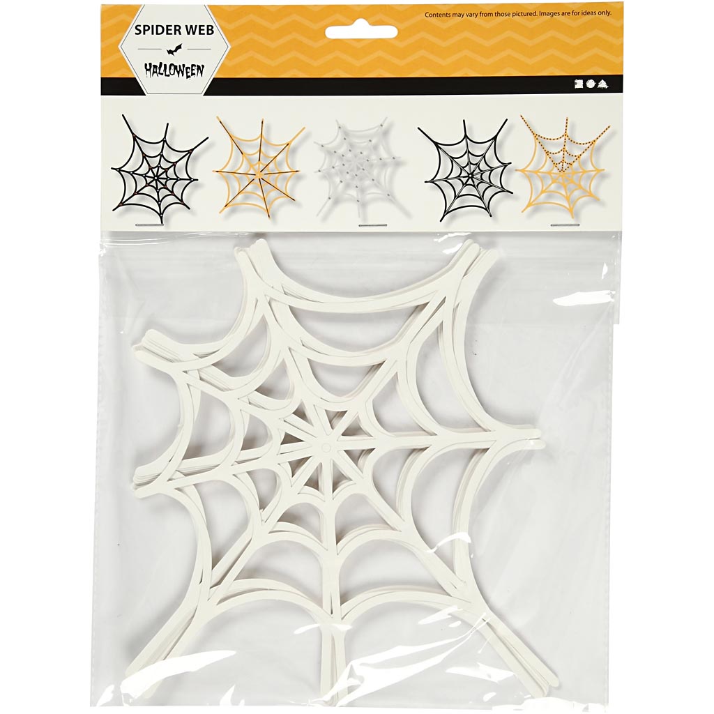 Spinnennetz-Deko von Creativ Company, Größe 19 x 21 cm, 230 g, weiß, 16 Stück pro Packung
