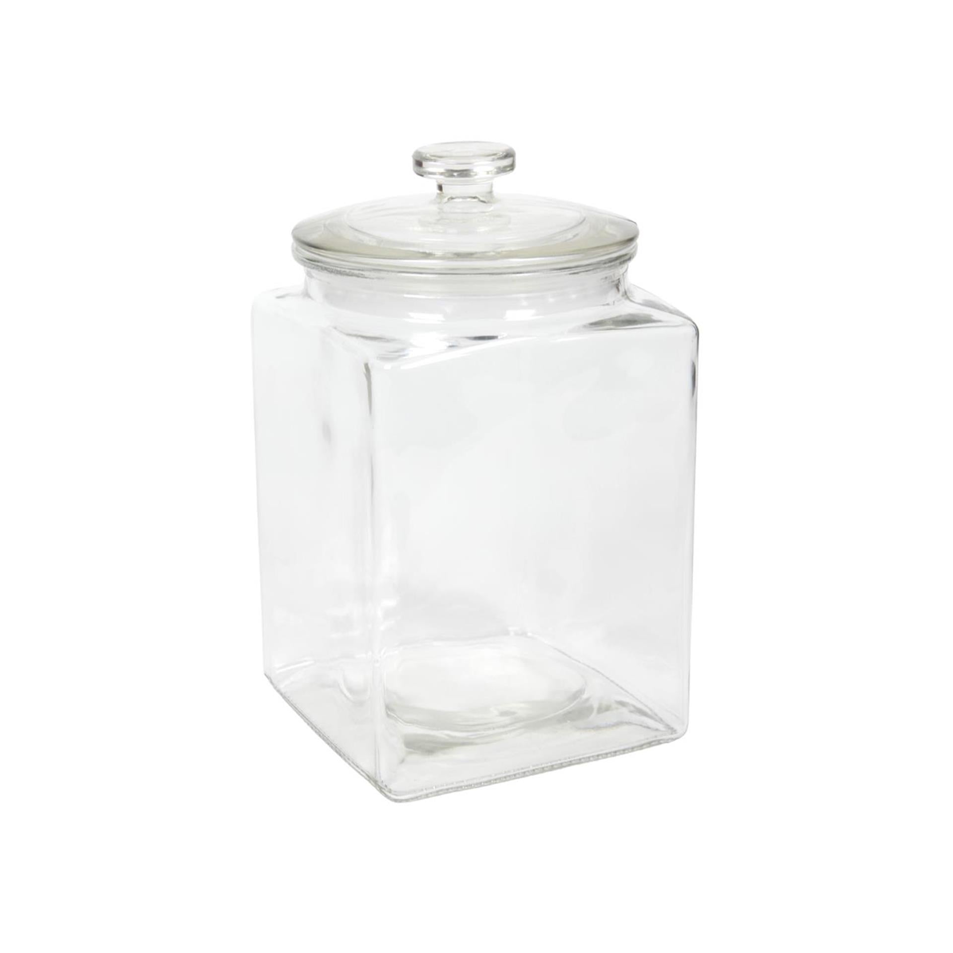 Voorraadpot glas vierkant met deksel 3l ã˜14,4xã˜24cm