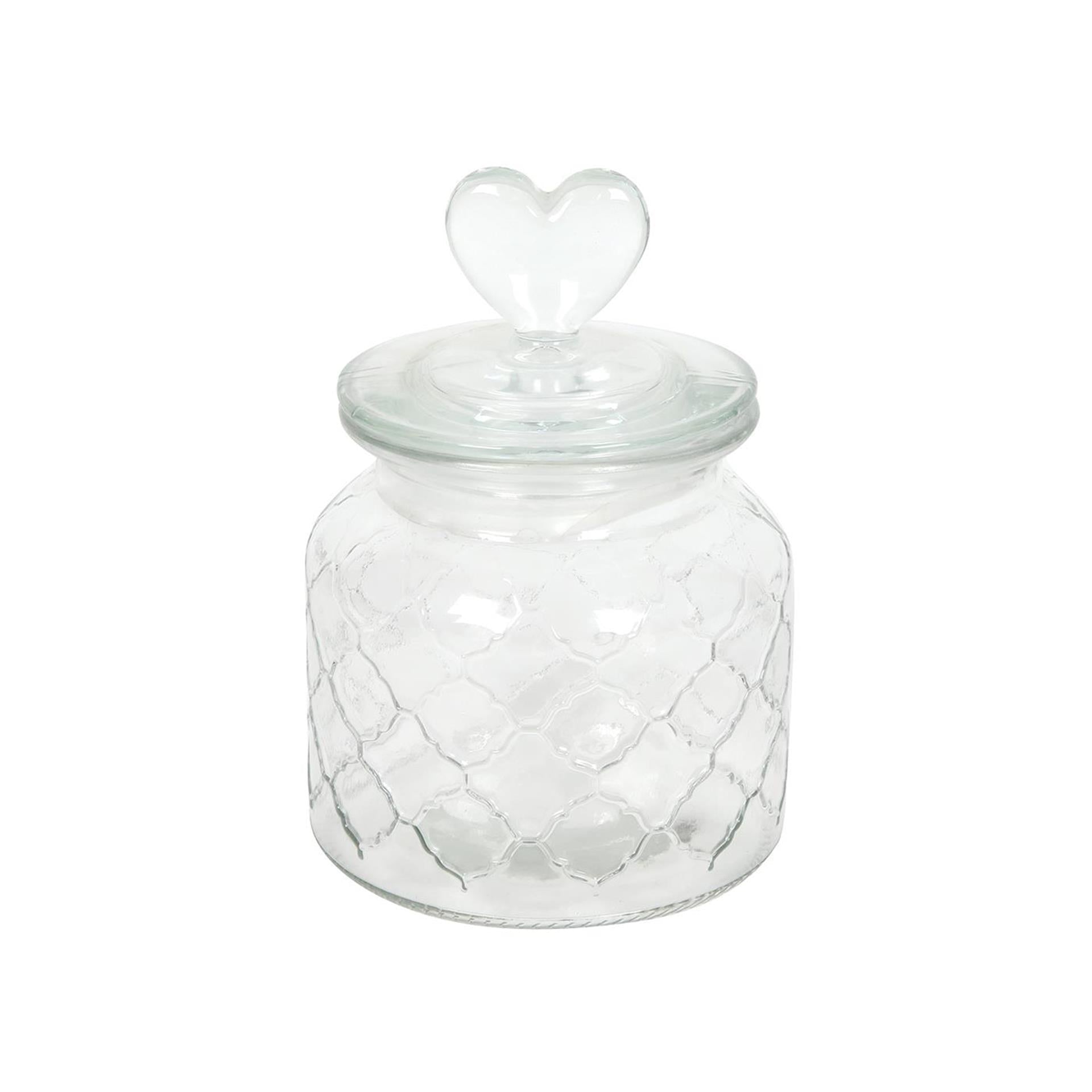 Voorraadpot hart glas ø10,5xh20cm