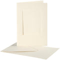 Passepartout kaarten , rechthoek, afmeting kaart 10,5x15 cm, afmeting envelop 11,5x16,5 cm, off-white, 10 set 1 doos