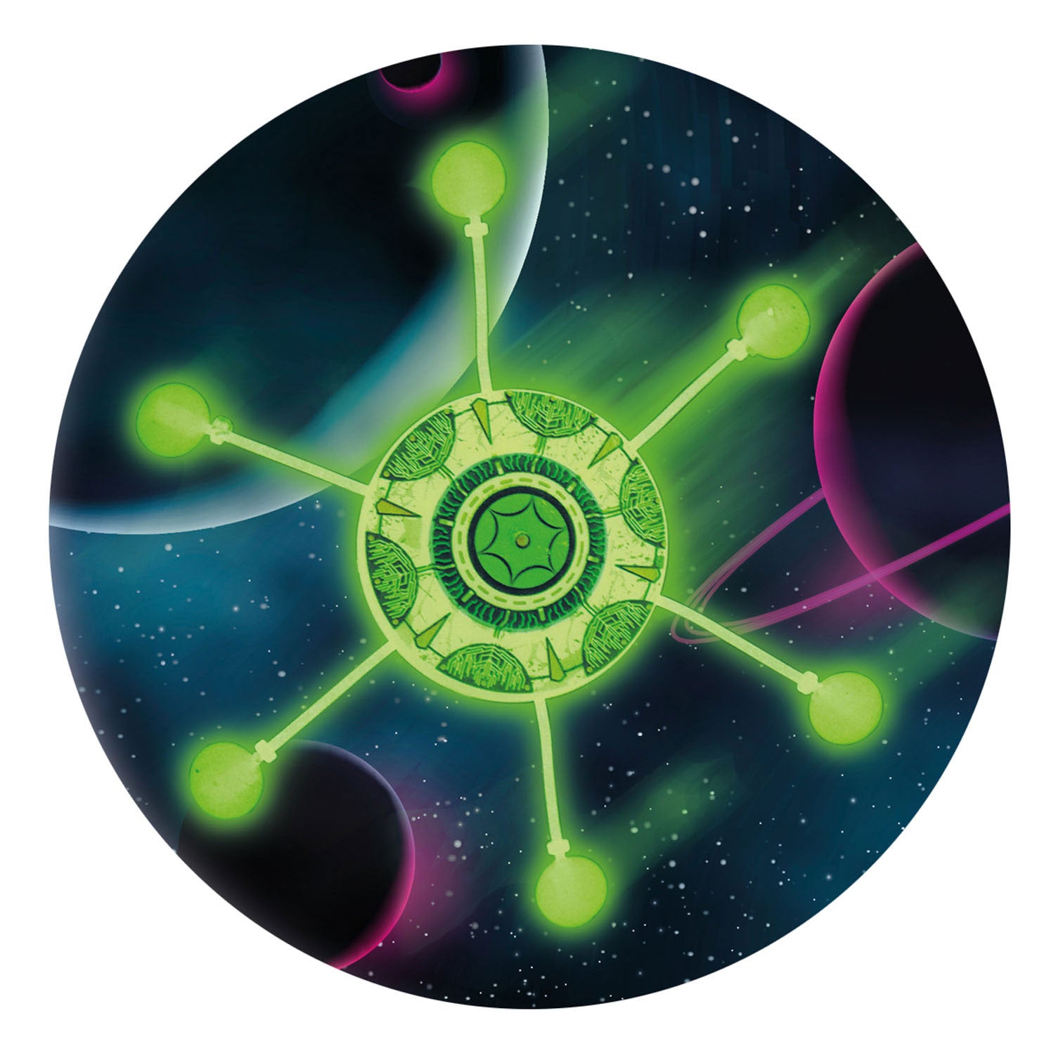 Toi-Toys lehnen sich in dunkles, taumelndes UFO zurück.