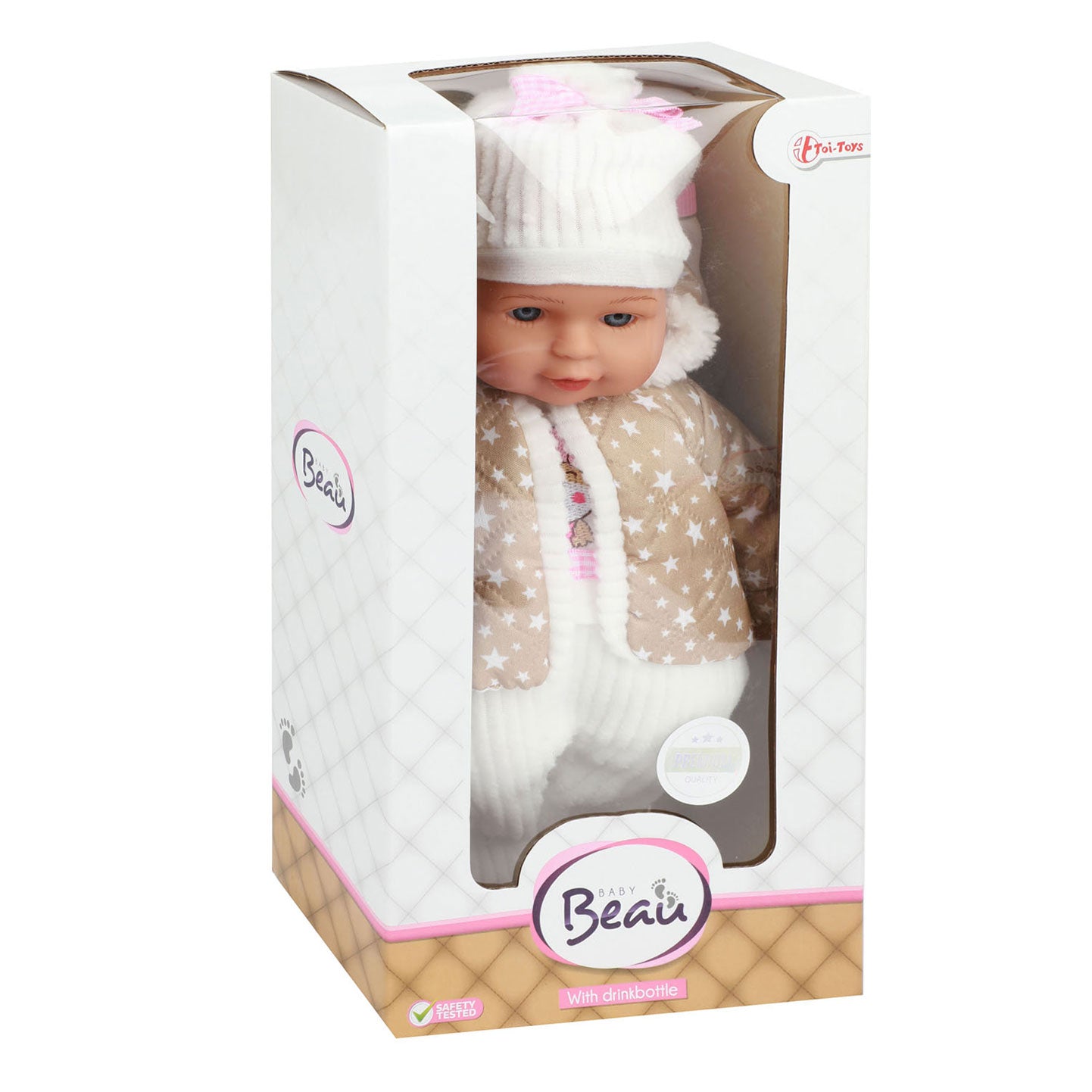 Toi-Toys Hübsche Babypuppe mit Winterkleidung und Flasche