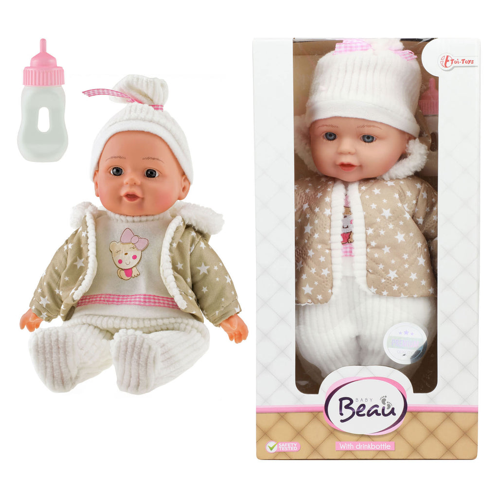 Toi-Toys Hübsche Babypuppe mit Winterkleidung und Flasche