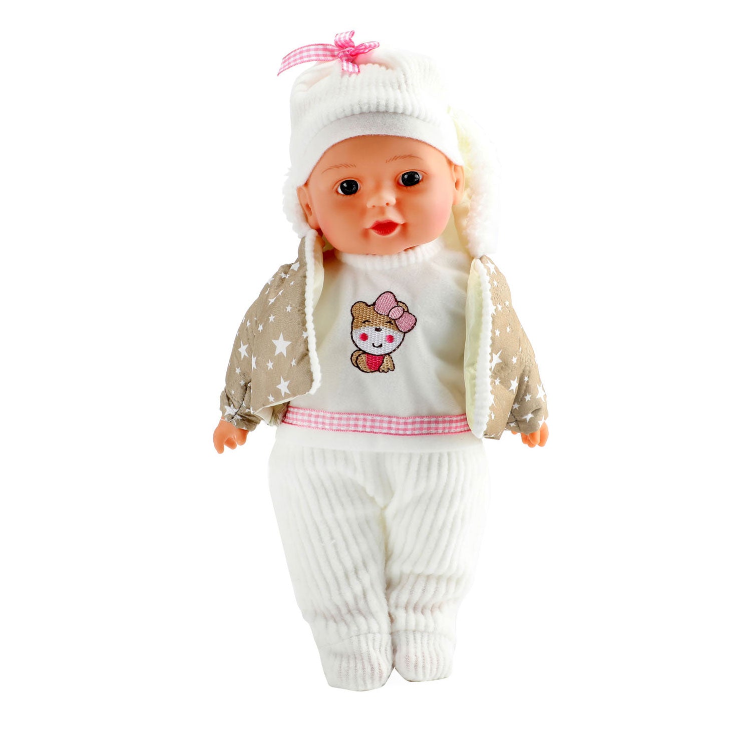 Toi-Toys Hübsche Babypuppe mit Winterkleidung und Flasche