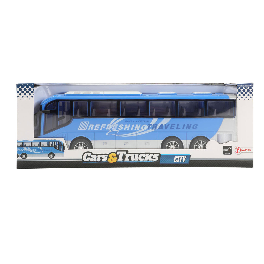 Toi-Toys Autos, LKW, Reisebus, blau, Reibungsantrieb, 32 cm