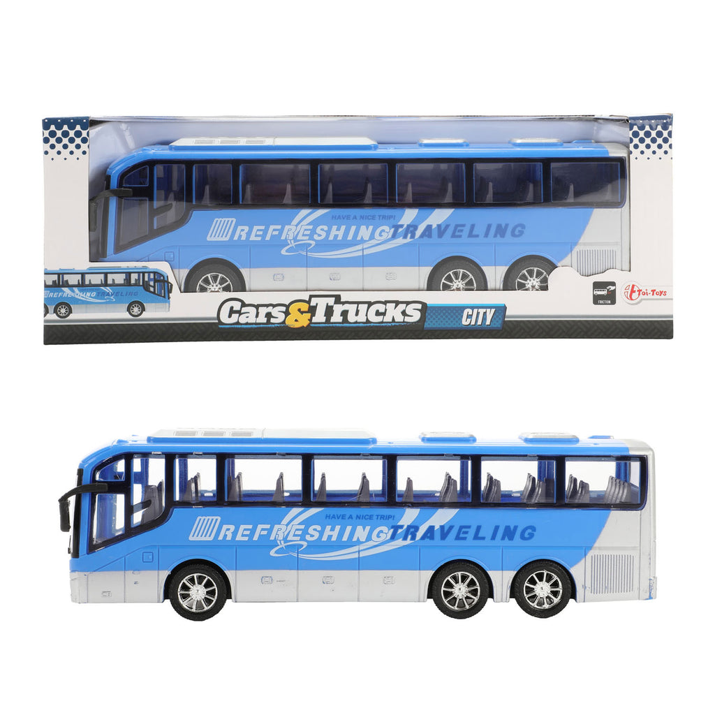 Toi-Toys Autos, LKW, Reisebus, blau, Reibungsantrieb, 32 cm