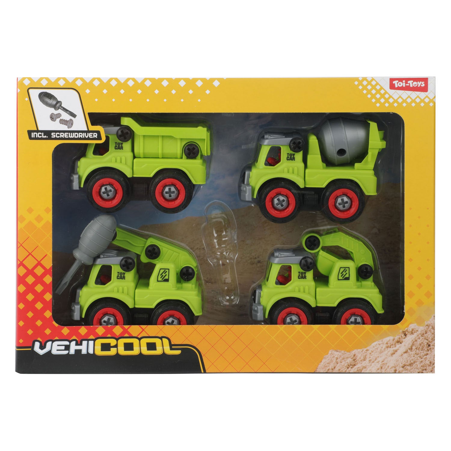 Toi-Toys Autos, Lastwagen, Baufahrzeuge mit Schraubenzieher