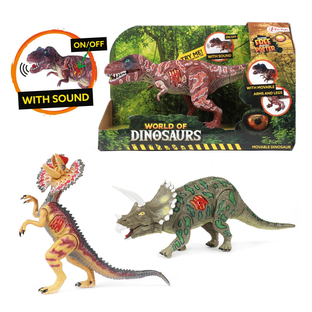 Toi-toys world of dinosaurs dilophosaurus, beweegbare dino met geluid