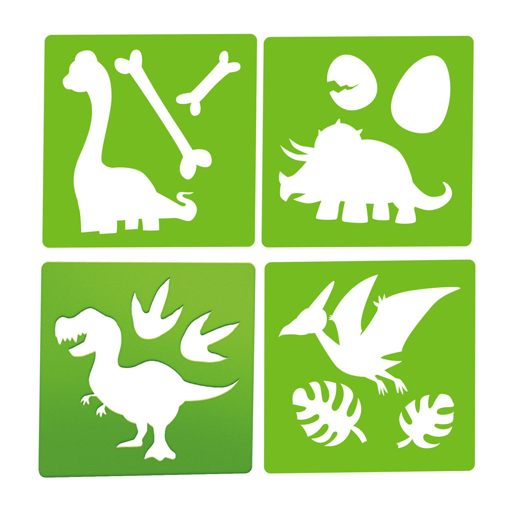 Toi-toys world of dinosaurs stoepkrijt dino met sjablonen, 10dlg.
