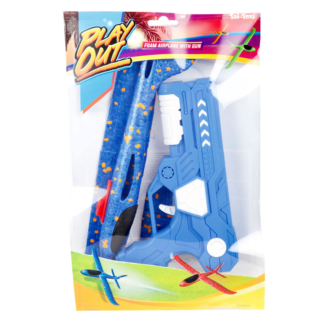Toi-Toys Air Schaumstoffflugzeug mit Startpistole, 24 cm