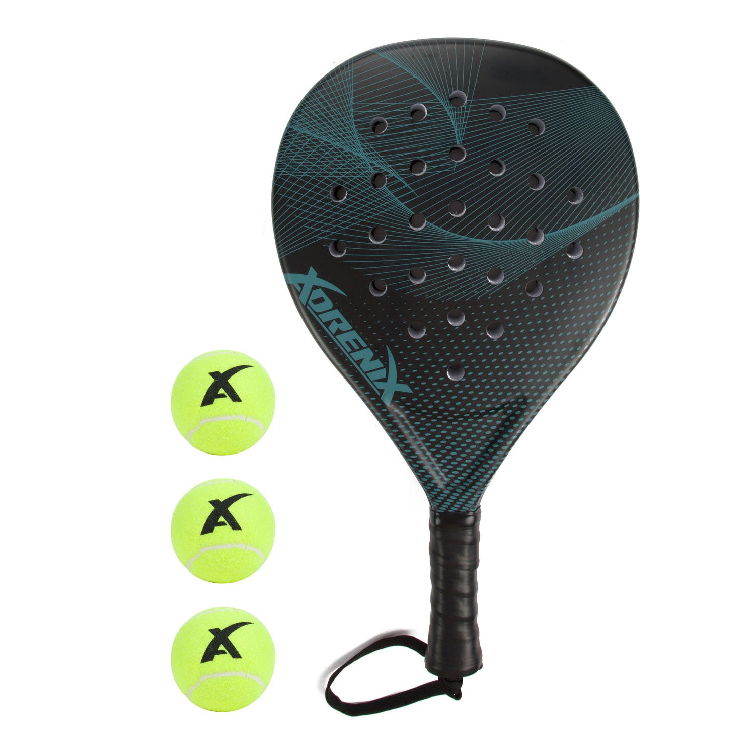 Adrenix Padel-Schlägerset mit 3 Bällen – grün