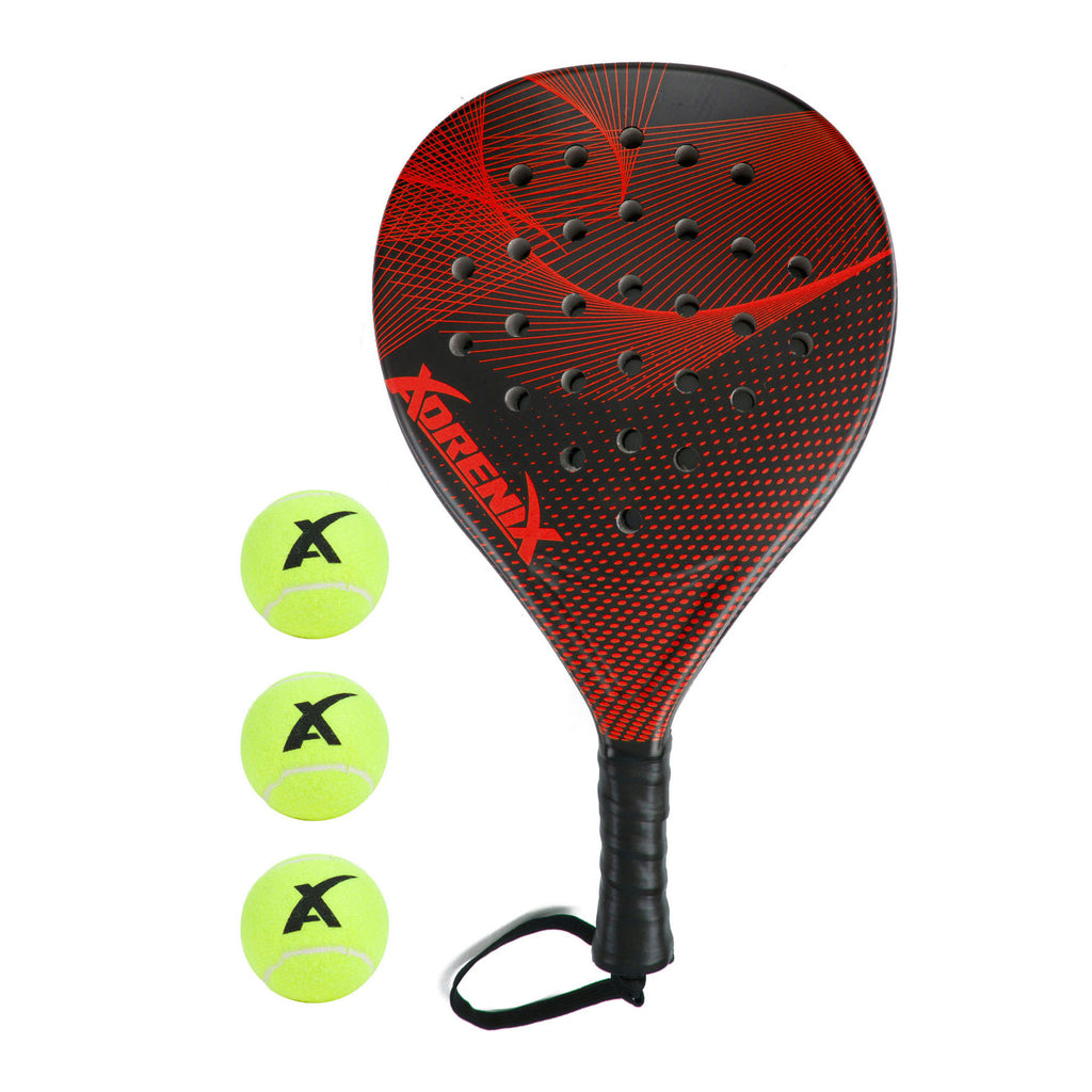 Adrenix Padel-Schlägerset mit 3 Bällen – rot