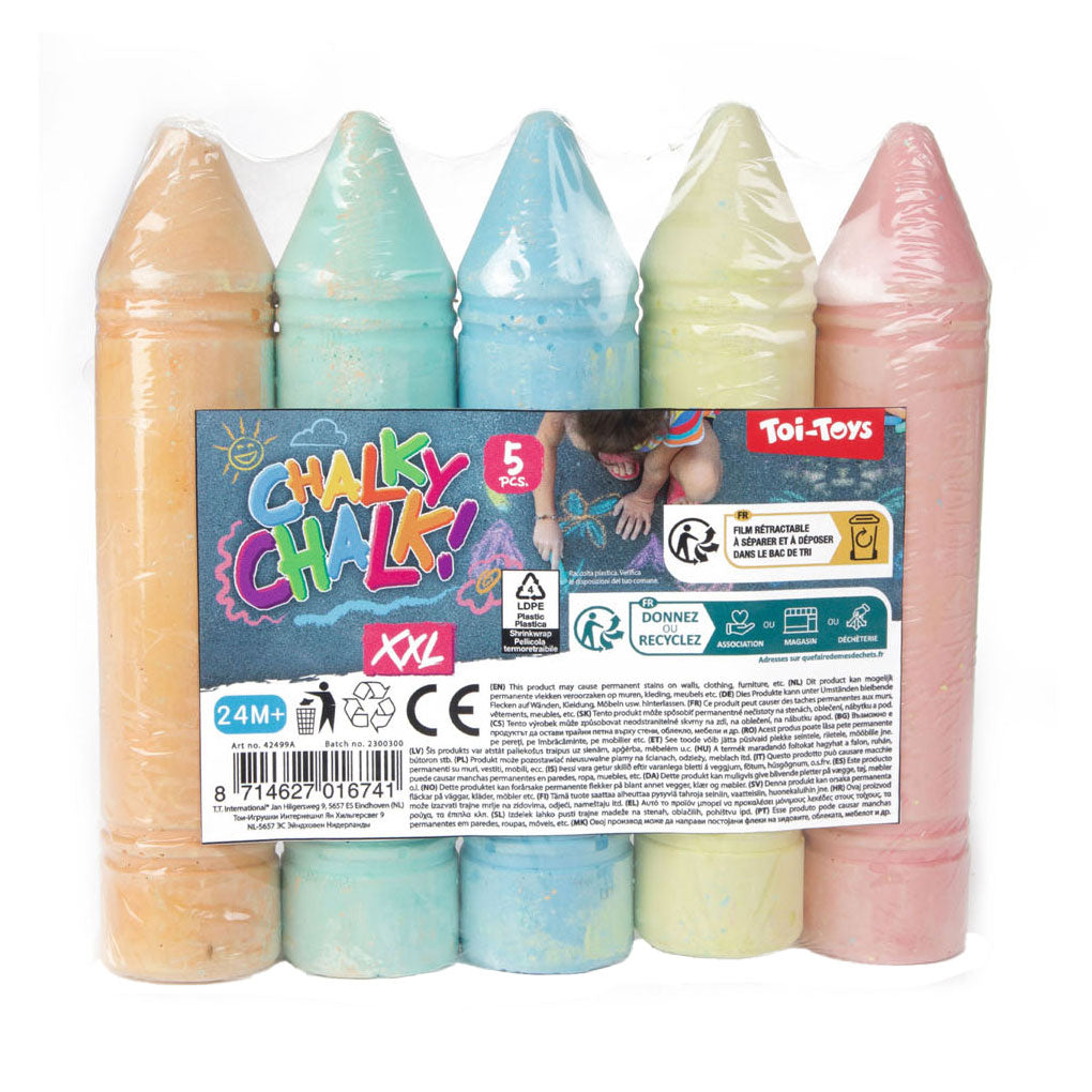 Toi-Toys Straßenmalkreide XXL, 5 Stück.
