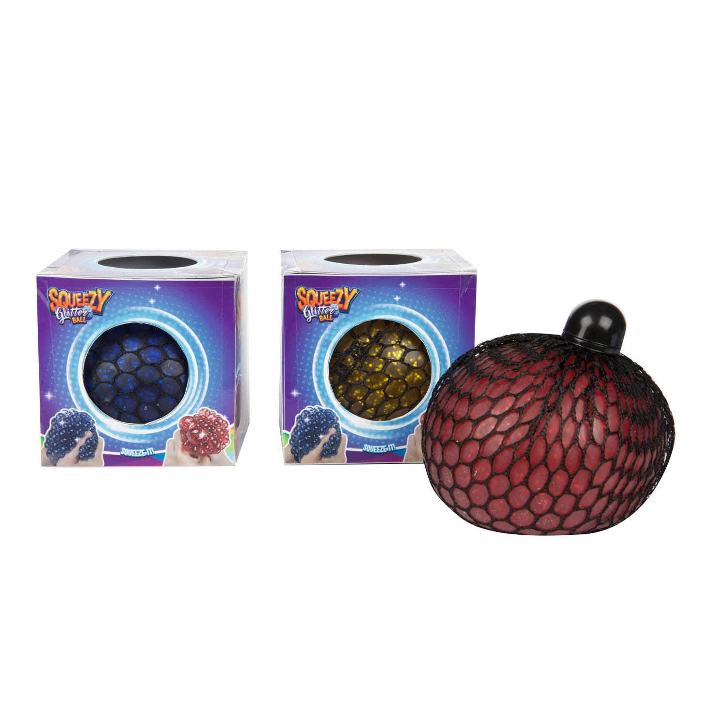 Toi-toys fun glitterknijpbal in net 10cm