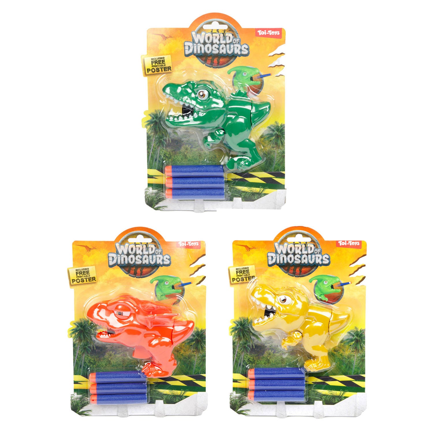 Toi-toys world of dinosaurs mini dinopistool met pijlen, 4dlg.