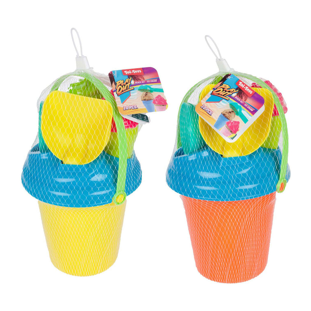 Toi-Toys Strandspielset mit Eimer und Eisformen, 8-teilig.