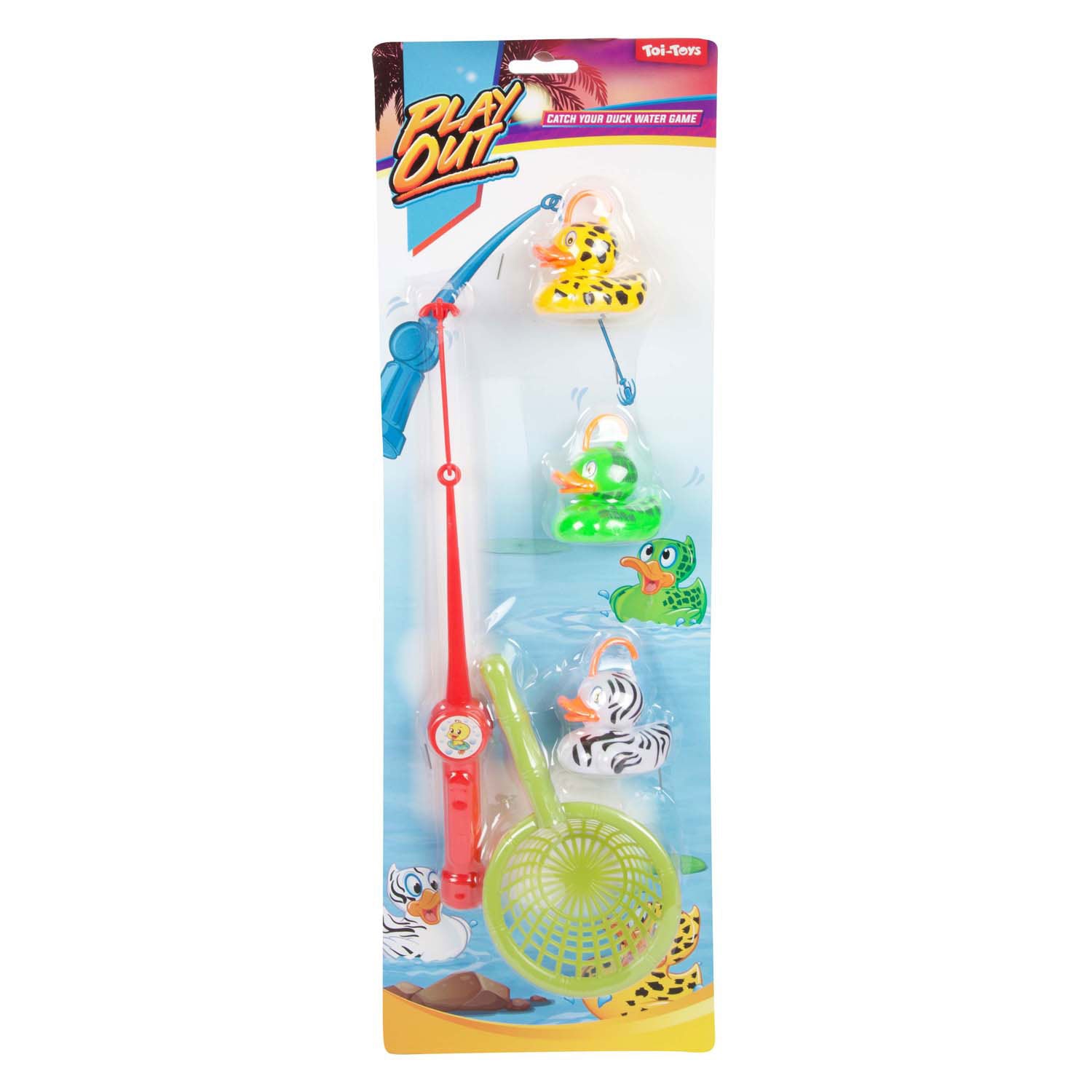 Toi-Toys Angelspiel: Fange die Ente mit Angelrute und Netz.