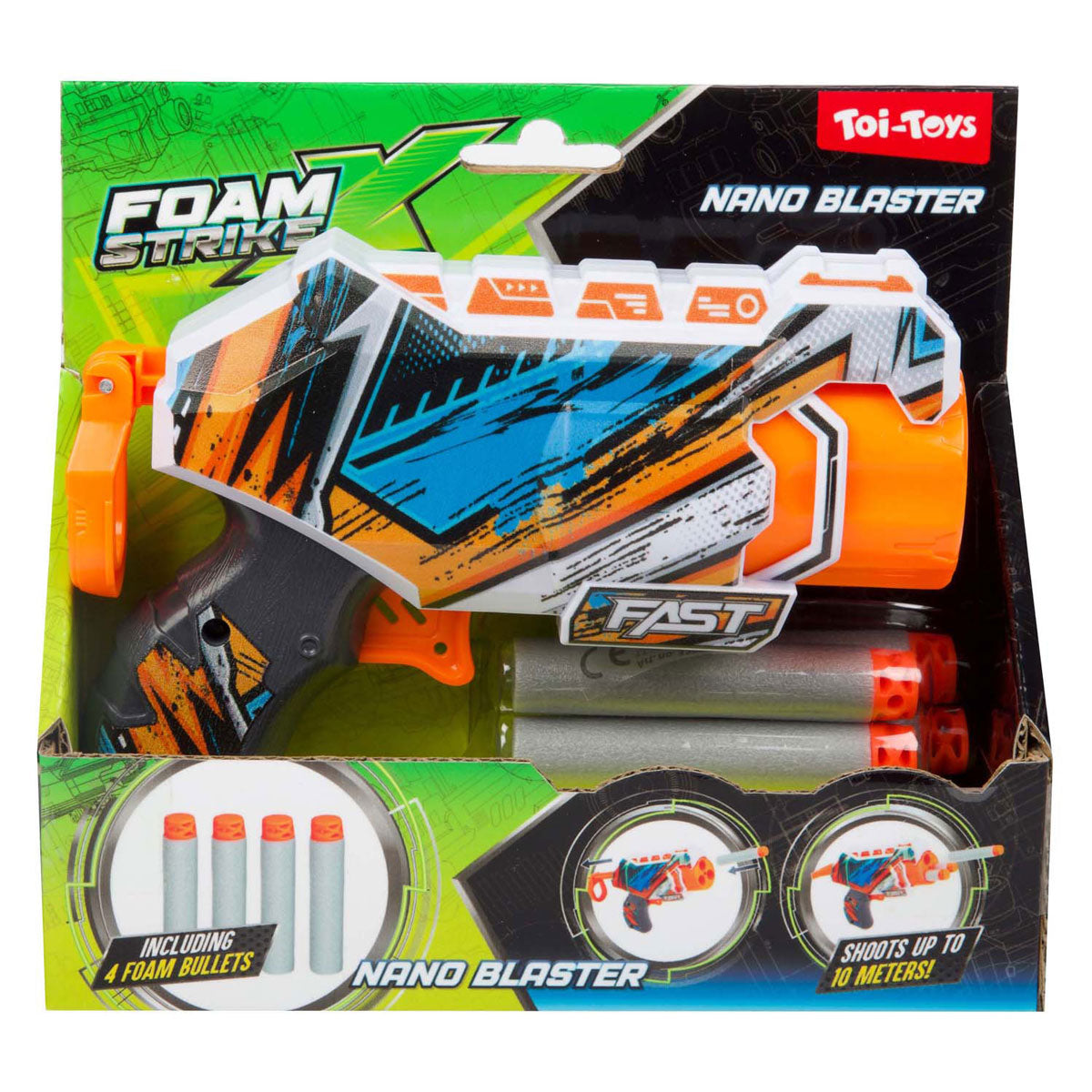 Toi-Toys Schaumstoff-Strikex-Schießpistole Nano Blaster mit 4 Schaumstoffpfeilen
