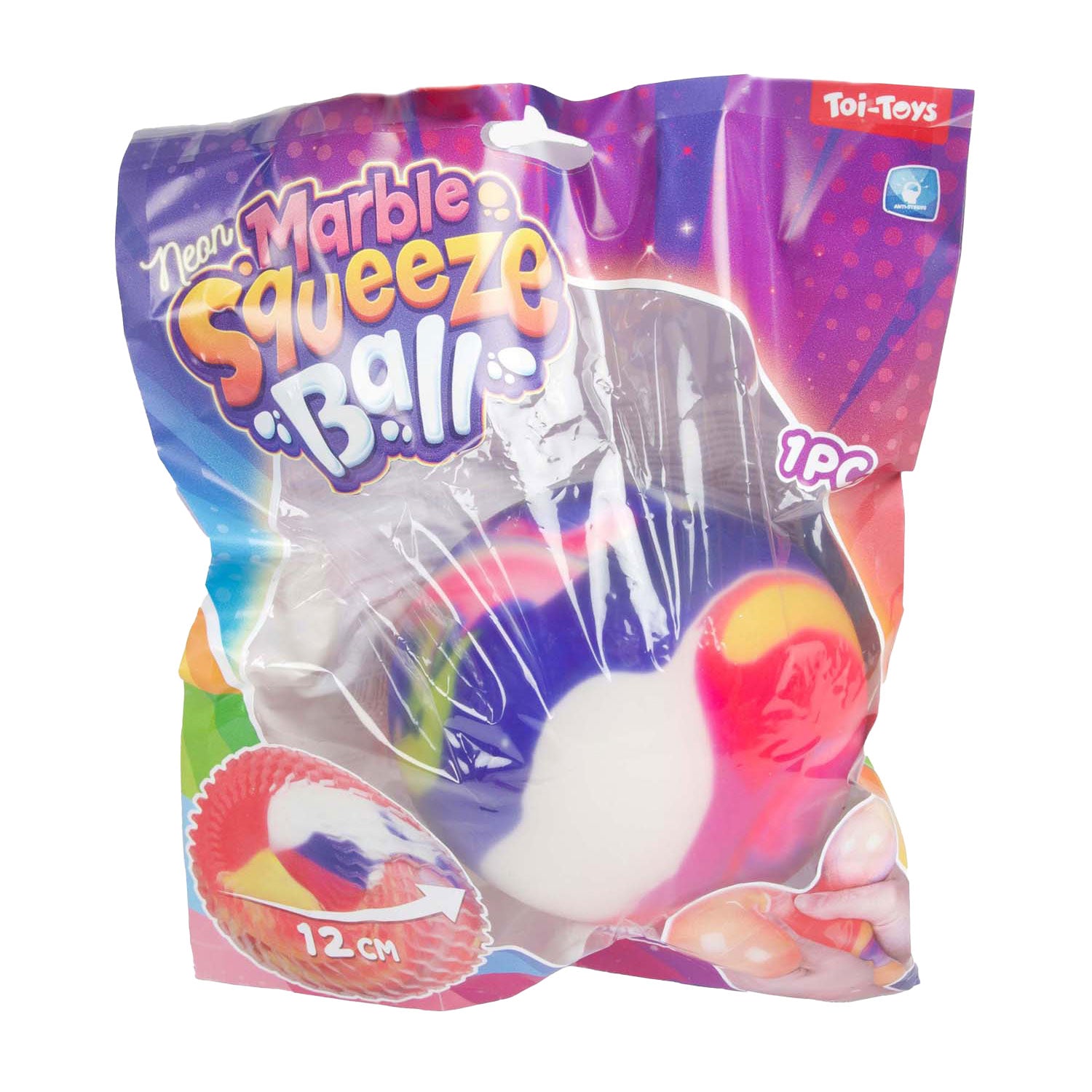 Toi-Toys Quietschball Neonmurmel mit Schaumstoff, 12 cm