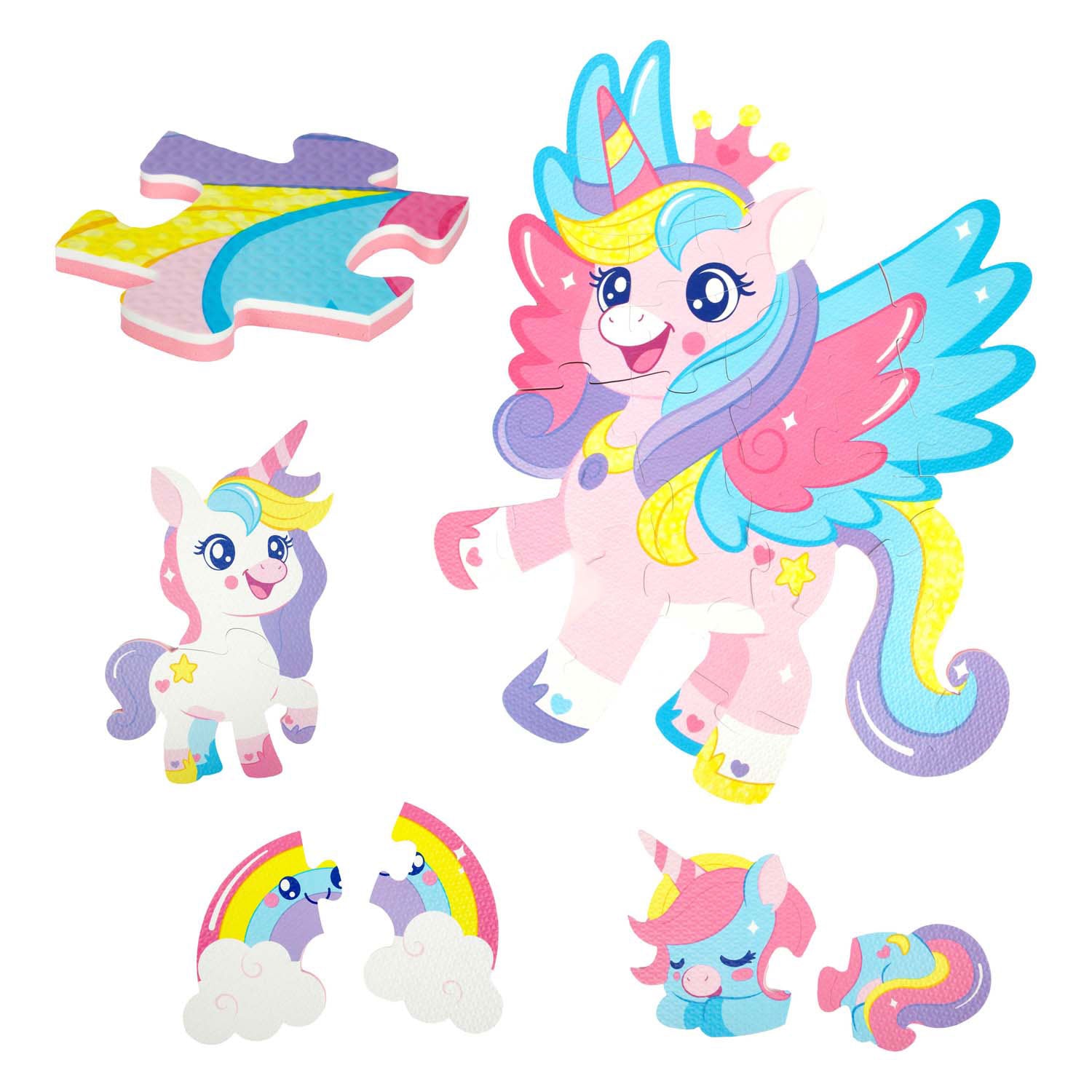 Toi-Toys Little Stars Schaumstoff-Bodenpuzzle Einhorn, 36 Teile.