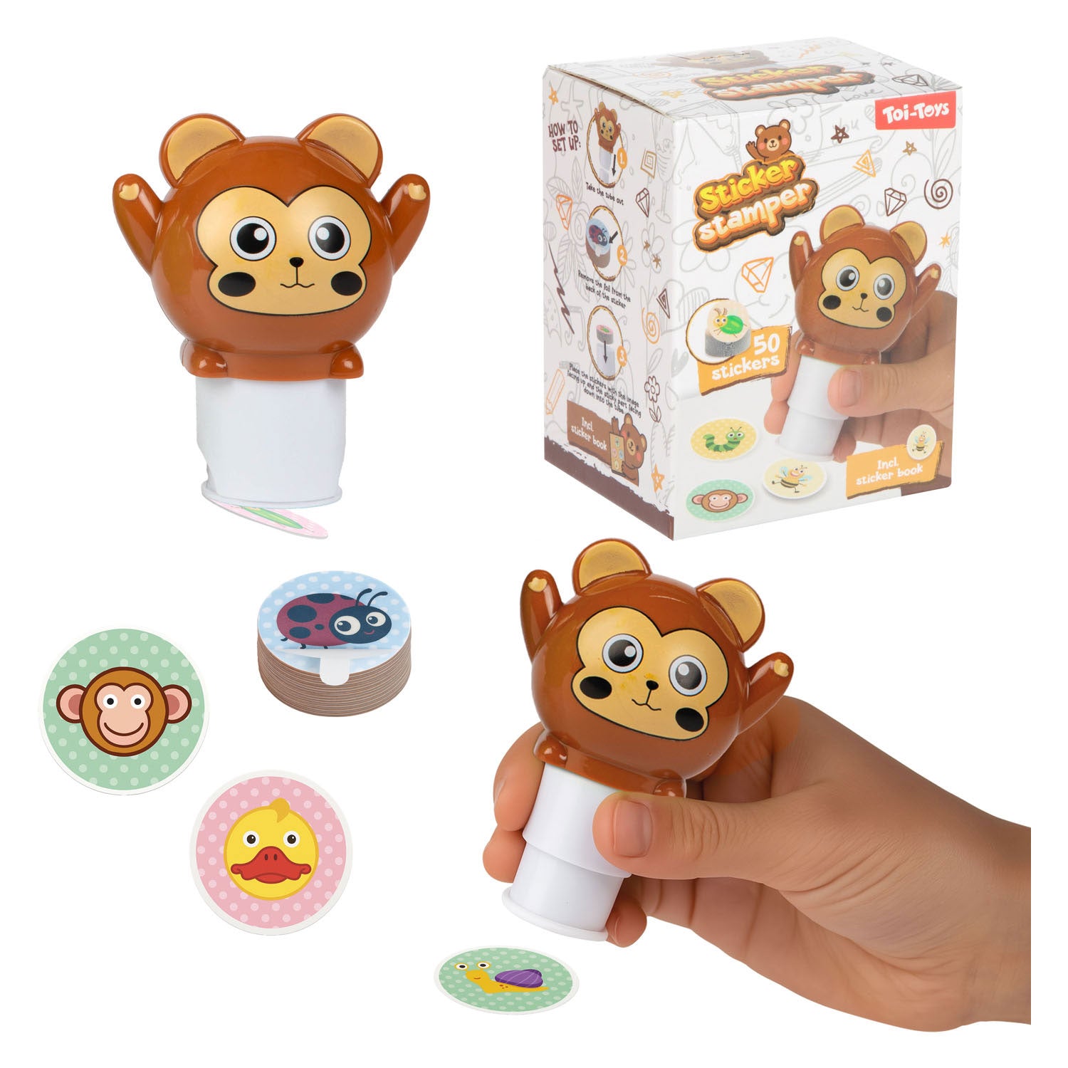 Toi-toys stickermachine dier met stickerboekje - 50 stickers