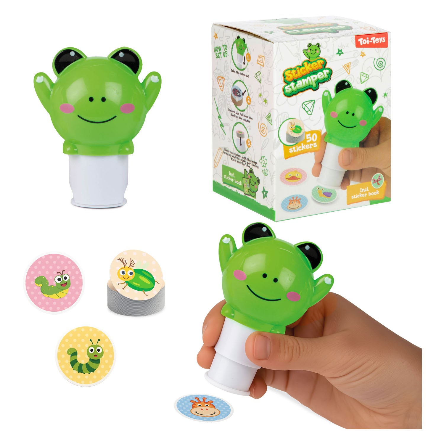 Toi-toys stickermachine dier met stickerboekje - 50 stickers