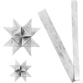 Papieren vlechtstroken, l: 44+78 cm, d 6,5+11,5 cm, b: 15+25 mm, zilver, 32 stroken 1 doos