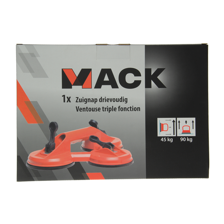 Mack 1004637 - zuignap 3 voudig rood ø 12cm | 4 stuks