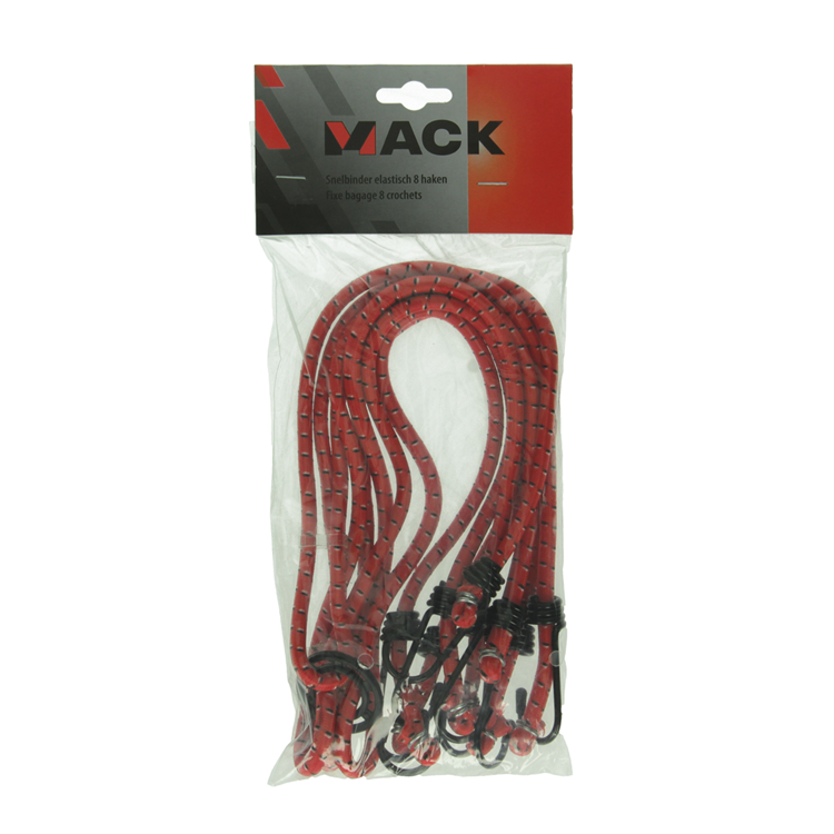 Mack 1006829 - snelbinder elastisch 8 haken rood | 5 stuks