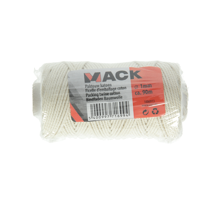 Mack 1006913 - paktouw katoen ecru 1mm ca 90m | 10 stuks