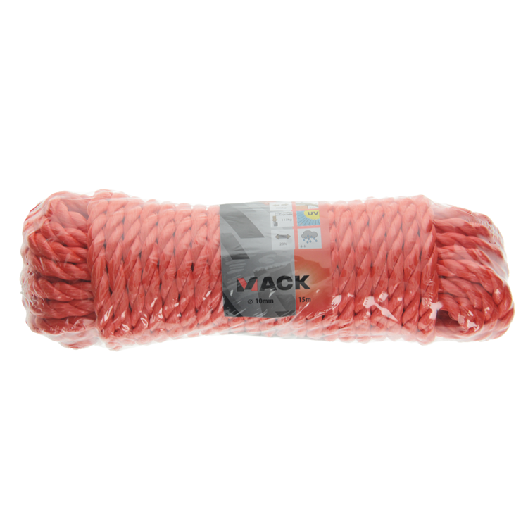 Mack 1006920 - pp gedraaid oranje streng 10mm 15m | 5 stuks