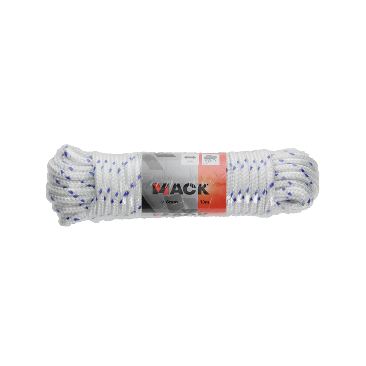 Mack 1006921 - pp gevlochten wit blauw streng6mm 10m | 5 stuks