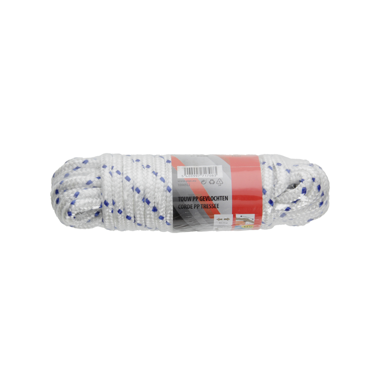 Mack 1006922 - pp gevlochten wit blauw streng8mm 10m | 5 stuks