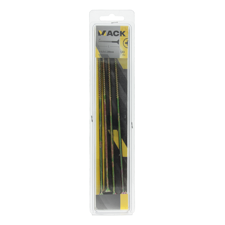 Mack 1006980 - spaanplaatschroef vz kop geelverzinkt 4st 6 x 200mm | 10 stuks