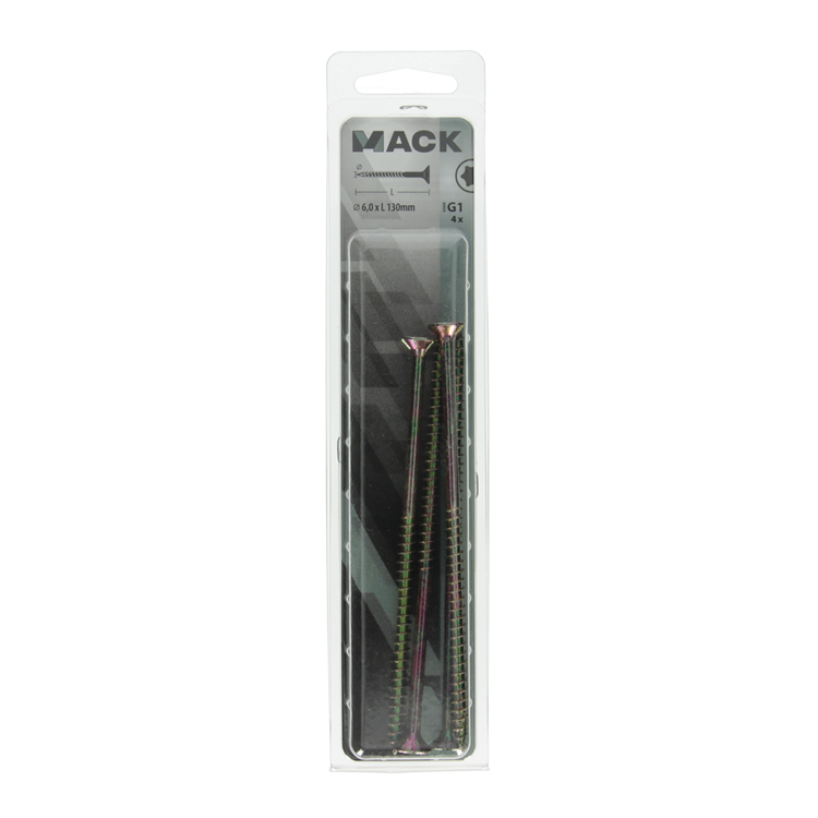 Mack 1006981 - spaanplschrf. vzkop-zelfb geelverzinkt 4st 6 x 130mm | 10 stuks