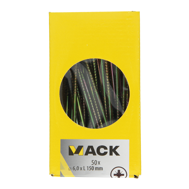 Mack 1006988 - spaanplaatschroef vz kop geelverzinkt 50st 6 x 150mm | 4 stuks
