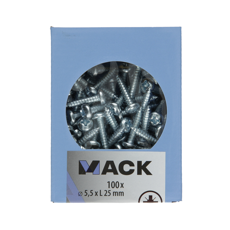 Mack 1007005 - zelftap. schroef cyl. kop 100 100 st 5,5x25mm | 5 stuks