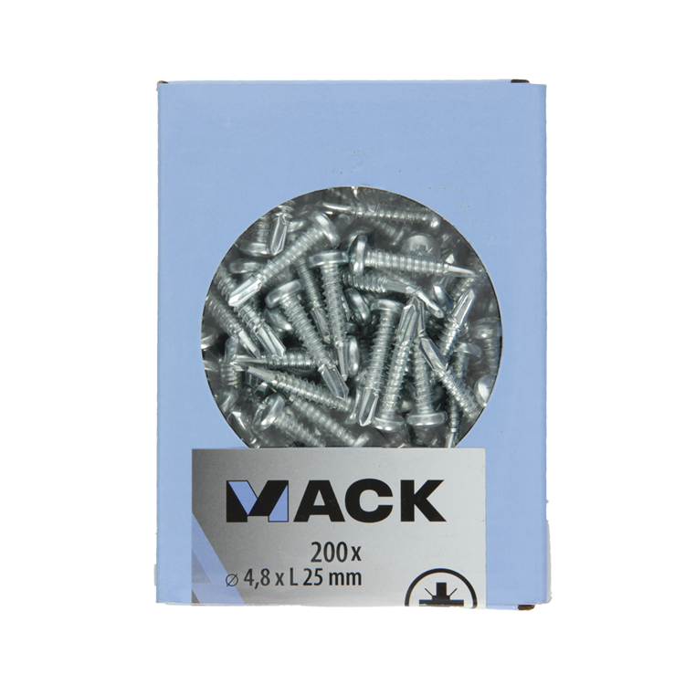 Mack 1007015 - zelfbor. schroef cyl. kop 200 200 st 4,8x25mm | 5 stuks