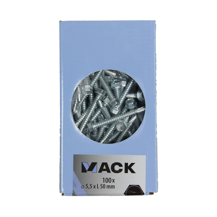 Mack 1007025 - zelfbor. schroef zeskant 100 100 st 5,5x50mm | 5 stuks