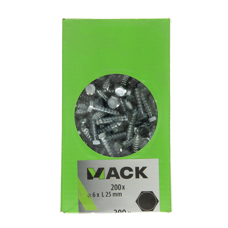 Mack 1007027 - houtdraadbout staal verzinkt 200 st 6 x 25 mm | 5 stuks