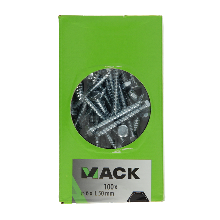 Mack 1007031 - houtdraadbout staal verzinkt 100 st 6 x 50 mm | 5 stuks