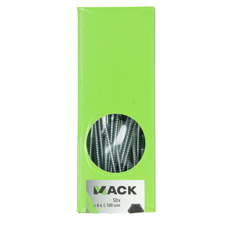 Mack 1007035 - houtdraadbout staal verzinkt 50 st 6 x 100 mm | 2 stuks